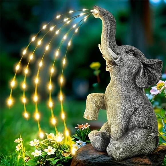 Solar Garden Decor Upgraded Elephant Statues Outdoor, Birthday Gifts Outdoor - Picture 1 of 7